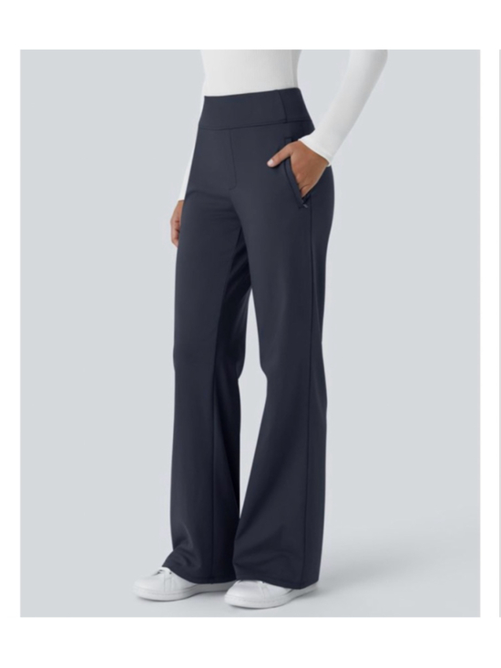 HALARA Pants - Halara Flex DayStretch Mid Rise Side Zipper Pocket Work Flare Pants dark blue PS